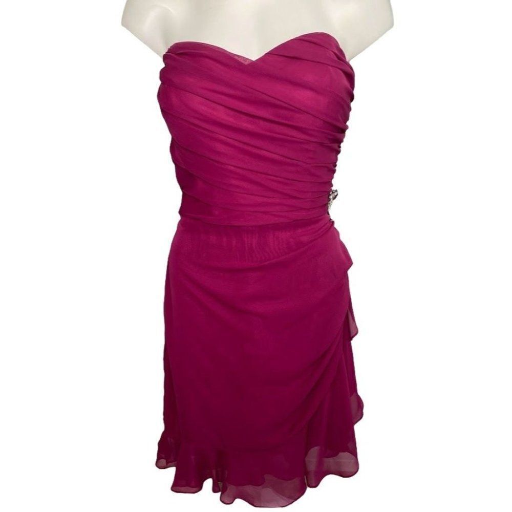 Forever Yours Pink Mulberry Strapless Ruched Cocktail‎ Dress sz 12 NEW